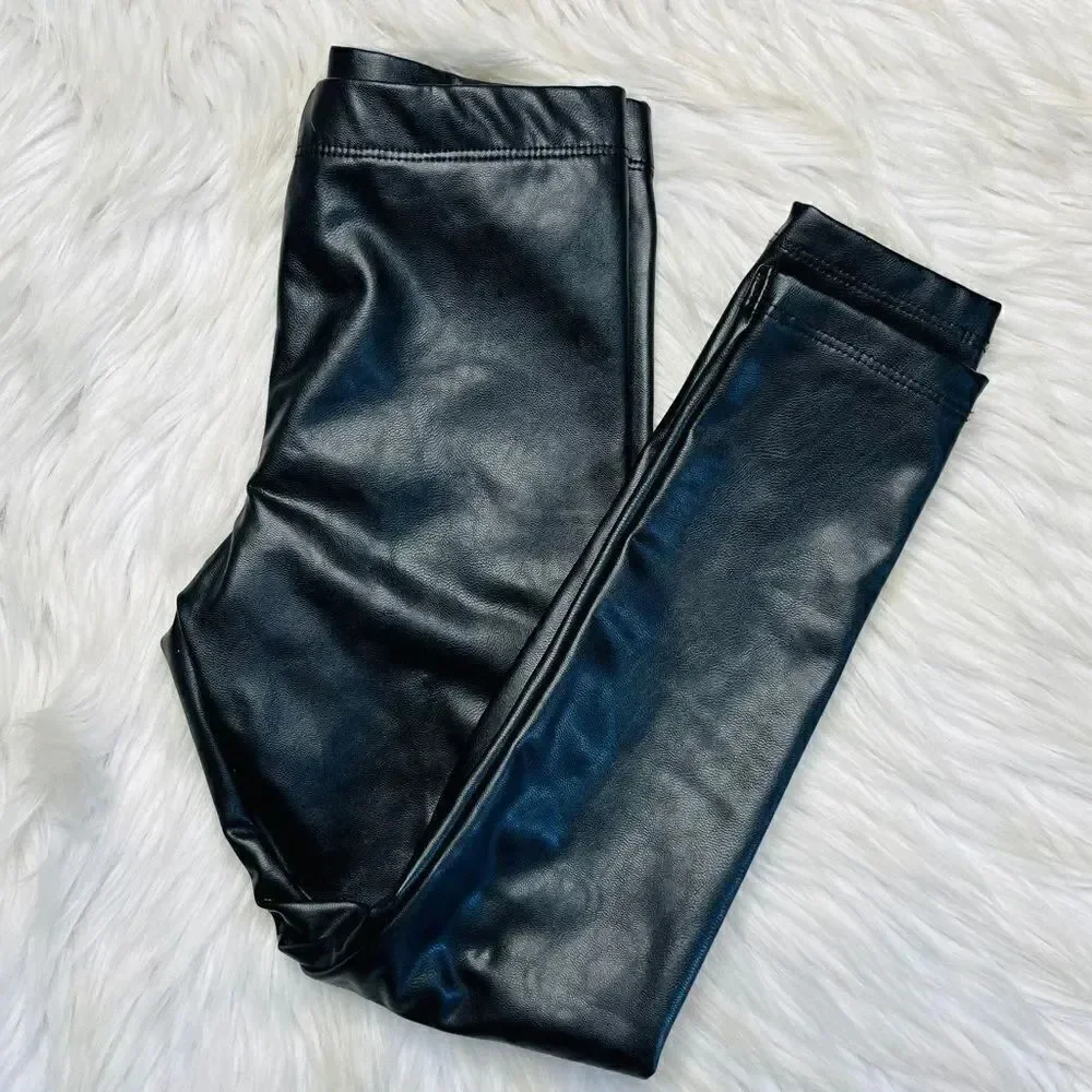 H&M Faux Leather Skinny Pull On Pants Black Size 6